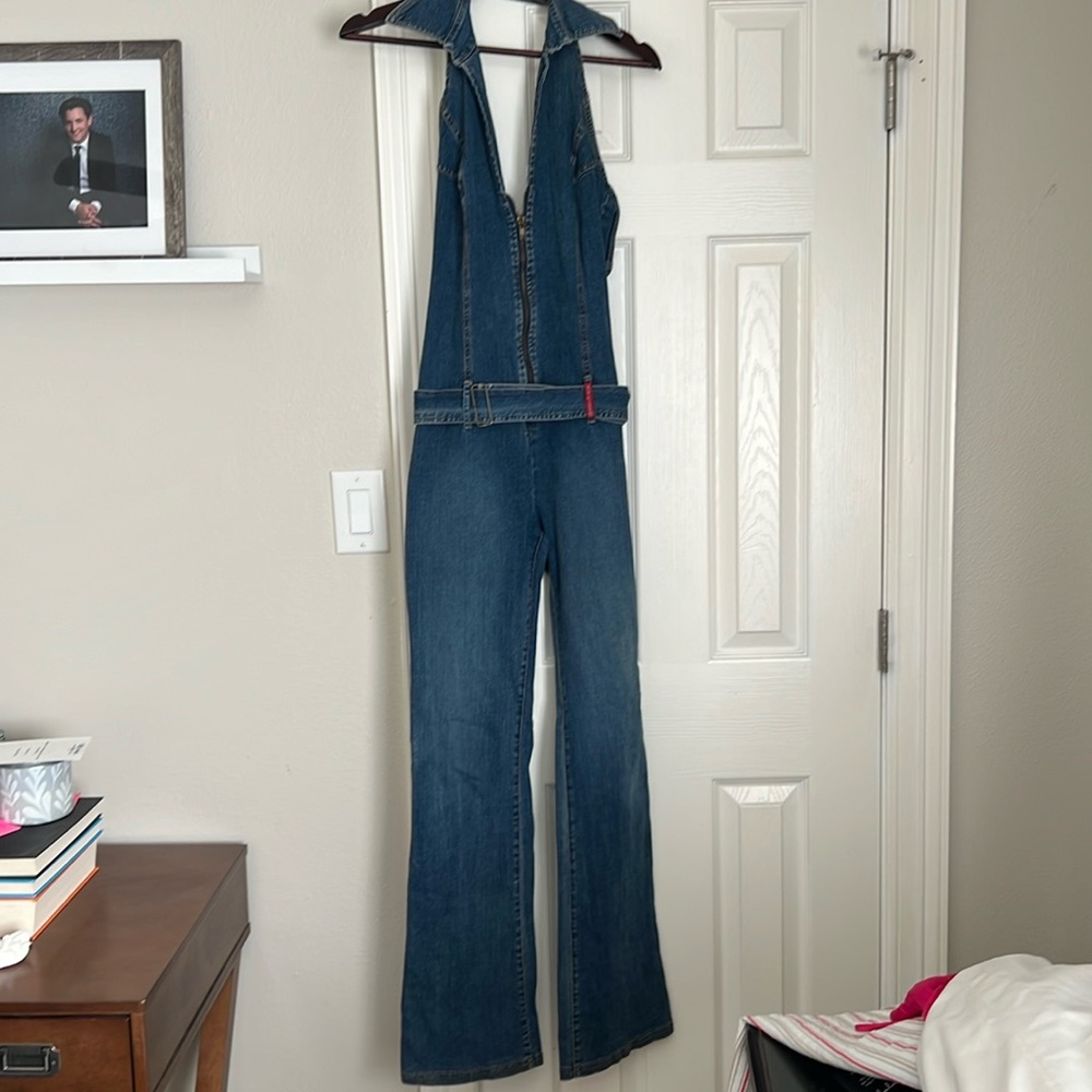 Denim Halter Jumpsuit